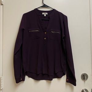 Deep Purple Meraki Dress Top Gold Zippers